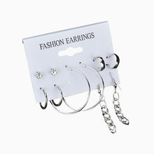 Load image into Gallery viewer, Ladies Girls Silver Creole Hoop Dangle Stud 5 Pairs Set Womens Fashion Earrings