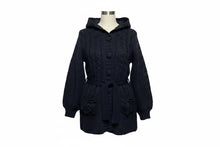 Load image into Gallery viewer, Girls Black Button Down Cable Knitted Hooded Cardigan