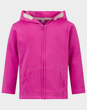 Load image into Gallery viewer, Girls Pink Soft Fleece Lined Zip Down Long Sleeve Hoodie