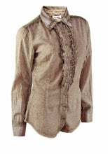 Load image into Gallery viewer, Brown Wash Frill Cotton Long sleeve Blouse
