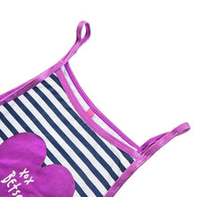 Load image into Gallery viewer, Girls Navy & White Stripe Love Heart Tankini Top & Bottom Swimsuit Set
