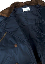 Load image into Gallery viewer, Navy Faux Fur Collar Winter Padded Coat