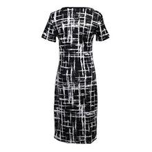 Load image into Gallery viewer, Black & White Bodycon Shortsleeve Midi Dress