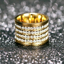 Load image into Gallery viewer, Shining 4 Row Crystal Gold Filled Stainless Steel Wedding rings