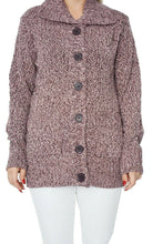 Load image into Gallery viewer, Ladies Purple Marl Patterned Knitted Button Down Cardigan
