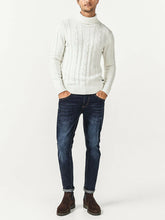 Load image into Gallery viewer, Mens Big & Tall Jumper White Cotton Ribbed Knit Roll Neck Long Sleeve Sweater