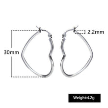 Load image into Gallery viewer, Bold Gold Silver Stainless Steel Heart Shape Hoop Earrings