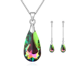 Load image into Gallery viewer, Tear Drop Crystal Necklace Pendant & Earring Sets