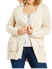 Load image into Gallery viewer, Ladies Chunky Knit Open Flap Collar Neck Front Pocket Cardigan