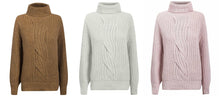 Load image into Gallery viewer, Ladies Roll Neck Twist Cable Knit Long Sleeve Jumper