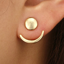 Load image into Gallery viewer, Ladies Geometric Moon Double Sided Round Stud Earrings