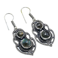 Load image into Gallery viewer, Ladies Retro Silver 925 Labradorite Luster Natural Gemstone Handmade Earrings