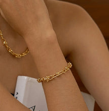 Load image into Gallery viewer, Ladies Thick 18ct Gold Plated U Joint Inter Link Chain Chunky Handchain