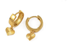 Load image into Gallery viewer, Small Thick Creole Dangling Heart Star Cutout Earrings