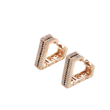 Load image into Gallery viewer, Ladies Rose Gold Triangle Inlaid crystals Earrings