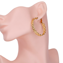 Load image into Gallery viewer, Ladies Gold Medium Round Hollow Cutout Classic Hoops Lever Back Creole Earrings