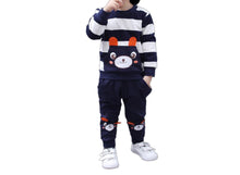 Load image into Gallery viewer, Boys Toddlers Navy Stripe Bunny Top & Bottom Set