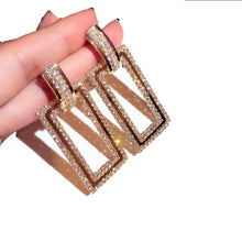 Load image into Gallery viewer, Ladies Big Geometric Rectangular Crystal Dangle Drop Earrings