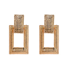 Load image into Gallery viewer, Ladies  Geometric Rectangle Statement Interlock Drop Earrings