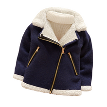 Load image into Gallery viewer, Baby Boys Girls Toddler Navy Soft Warm Winter Jacket Collared Zipped Fleece Coat