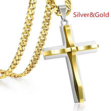 Load image into Gallery viewer, Unisex Luxury Infinity Smooth Layered Cross Pendant & Cuban Link Necklace Set
