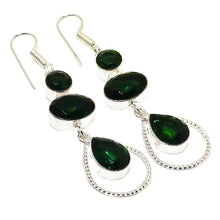 Load image into Gallery viewer, Ladies Retro Chrome Diopside Gemstone Dangling Earrings