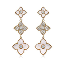 Load image into Gallery viewer, Ladies White Four-Leaf Clover Zircon Crystal Dangling Stud Earrings