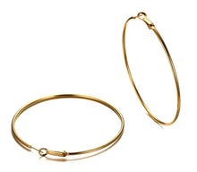 Load image into Gallery viewer, Big Gold Smooth Circle Round Hoop Statement Loop Open Clip Earrings