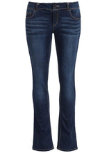 Load image into Gallery viewer, Blue Mid Rise Crinkle Effect Stretchy Bootcut Denim Jeans
