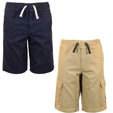 Load image into Gallery viewer, Boys 2 Pack Cotton Cargo Elasticated Waist Summer Shorts
