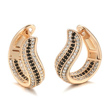 Load image into Gallery viewer, Ladies Rose Gold Curly U Shape Natural Crystals Earrings