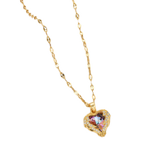 Load image into Gallery viewer, Luxury Gold Zircon Crystal Ocean Heart Pendant & Chain Necklace