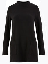 Load image into Gallery viewer, Ladies Black High Neck Soft Relaxed Fit Longline Long Sleeve Jumper Top