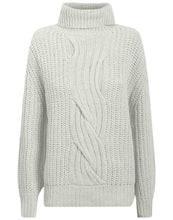 Load image into Gallery viewer, Ladies Roll Neck Twist Cable Knit Long Sleeve Jumper
