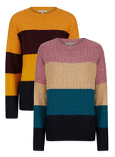 Load image into Gallery viewer, Ladies Striped Color Block Soft Knit Jumper