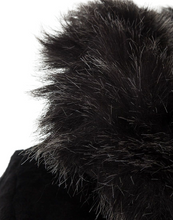 Load image into Gallery viewer, Girls Black Soft Fleece Faux Fur Trim Hood Warm Winter Jacket

