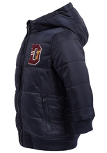 Load image into Gallery viewer, Boys Minoti Navy Hooded Quilted Soft Fleece Lined Warm Winter Coat