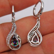 Load image into Gallery viewer, Ladies Silver Crystal Rainbow Water Zircon Stone Drop Long Dangle Earrings