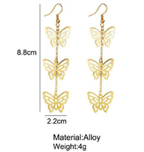 Load image into Gallery viewer, Gold Butterfly Layered Hook Earrings