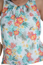 Load image into Gallery viewer, Ladies Ivory Floral Print Chiffon Overlay Fully Lined Sleeveless Top