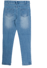 Load image into Gallery viewer, Girls Blue Wash Denim Pearl Embellished Skinny Fit Cotton Rich Stretcy Jeans