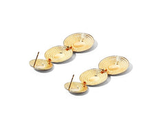 Load image into Gallery viewer, Ladies 3 Tier Round Twisted Textured Centre Dangling Earrings