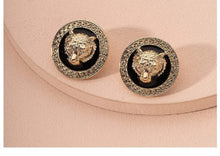 Load image into Gallery viewer, Ladies Gold Plated Tiger Head Pendant Stud Earrings