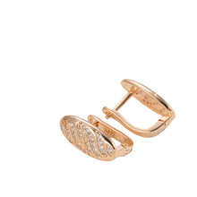 Load image into Gallery viewer, Ladies Rose Gold Oblong Wavy Natural Zircon Earrings