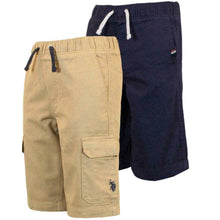 Load image into Gallery viewer, Boys 2 Pack Cotton Cargo Elasticated Waist Summer Shorts