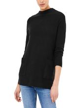 Load image into Gallery viewer, Ladies Black High Neck Soft Relaxed Fit Longline Long Sleeve Jumper Top