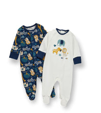 Load image into Gallery viewer, Unisex Baby Cute Safari Animal Prints Cotton Footie Sleepsuit