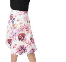 Load image into Gallery viewer, Ladies White Multi Floral Print Elasticated Waist Fit &amp; Flare Skirt
