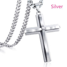 Load image into Gallery viewer, Unisex Luxury Infinity Smooth Layered Cross Pendant & Cuban Link Necklace Set