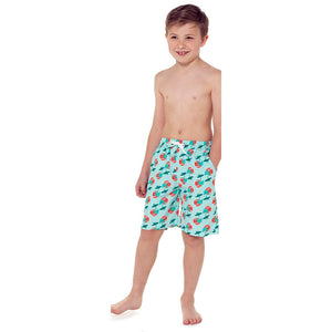 Boys Green Palm Print Swimming Shorts